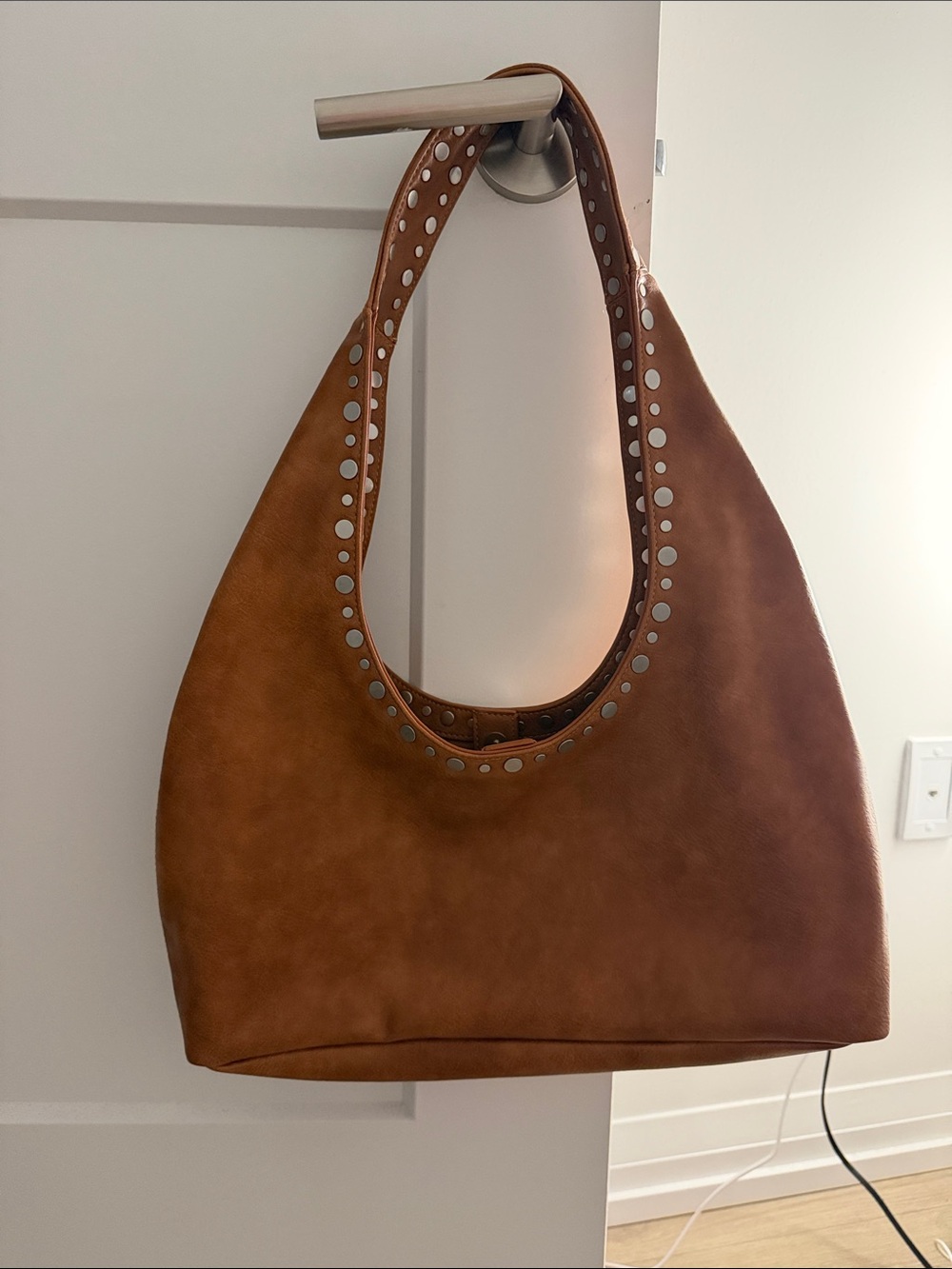 OAK + FORT Cognac Stud-Trim Hobo Bag